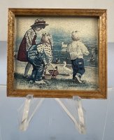 (image for) Children feeding ducks print in wood frame