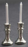 (image for) Silver Tone Candlesticks, Set of 2