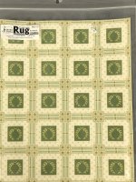 Green and Gold Flocked Paper Rug