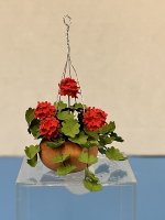 (image for) Hanging red Geranium clay pot