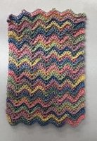 (image for) Blue. Pink, Gold, Green Crocheted Afghan