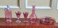 (image for) Drink Set - Cranberry Glass Seltzer Bottle Decanter