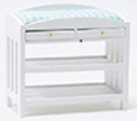 (image for) Changing Table, Slatted, White with Blue Mattress