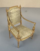 Soft Blue and Gold Arm Chair