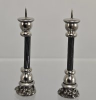 (image for) Pair of Silver Beaded Candlesticks