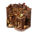 3D Puzzle Library Bookshelf Kit, DIY Miniature House Building Model (image for) 3D Puzzle Library Bookshelf Kit, DIY Miniature House Building Model