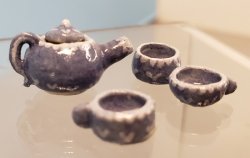 Blue Ceramic Tea Pot and Cups