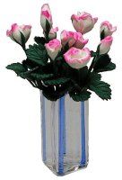 (image for) White with Pink Roses in Square Vase