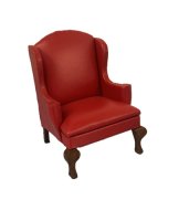 (image for) Red Leather Wing Chair in Original Box