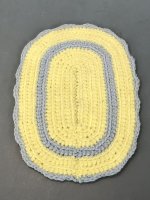 (image for) Hand Crocheted Yellow and Gray Rug