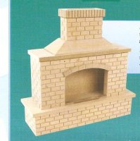 Wood Brick Outdoor Fireplace