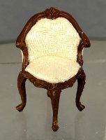 (image for) 1/24th Walnut Colored Chair with White Cushions