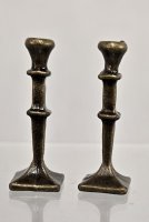 (image for) Pair of Bronze Tone Column Candlesticks