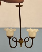 (image for) Ceiling Double Light Lamp with Fluted Shades