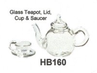 (image for) Glass Teapot, Lid, Cup & Saucer