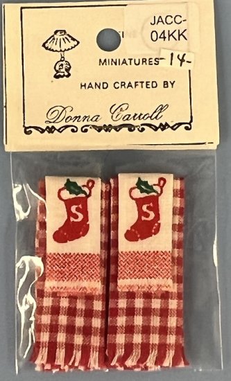 (image for) Santa Stocking Hand Towels by Donna Carroll - Click Image to Close