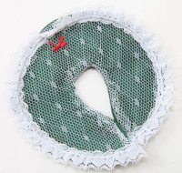 (image for) Tree Skirt, Lace Over Green Fabric