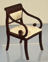 Mahogany Side Chair with Beige Cushions