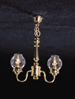 2 Up-Arm Clear Globe Chandelier