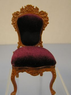 Walnut Chair With Burgundy Seat Cushion