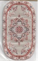 (image for) Rounded woven carpet 7 1/2" x 5 1/2" with fringe