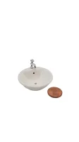 (image for) Miniature Dollhouse Round Ceramic Sink - 1/12 Scale