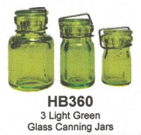 (image for) Set of Three Light Green Glass Canning Jars