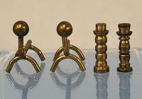 (image for) Vintage Brass Andirons and a Set of Brass Candlesticks