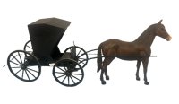 (image for) Amish Style Black Carriage and Brown Horse