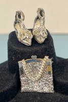 (image for) Downton Abbey Inspired Set of Silver Purse and Shoes