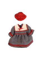 (image for) Navy Mini Gingham Sailor Dress with Red Straw Hat