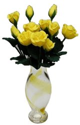(image for) Yellow Roses in yellow striped vase