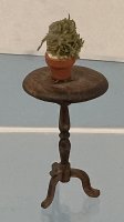 (image for) 1/24th Walnut Round Table with Potted Plant