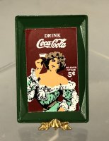 Green Coca Cola Tray With Red Background
