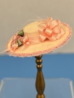 (image for) Pink Silk Hat with Pink Bow and Flowers