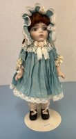 (image for) Porcelain 8" Doll in blue silk