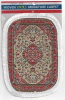 (image for) Rounded woven carpet 7 1/2" x 5 1/2" with fringe