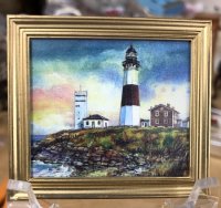 (image for) Lighthouse print #3 with plexi glass and gold frame