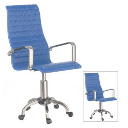 Blue modern office desk chair with wheels