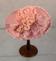 (image for) Pink Ribbon Ruching Hat with Elegant Hat Pin