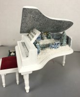 (image for) White Grand Piano with Winter Wonderland Scene