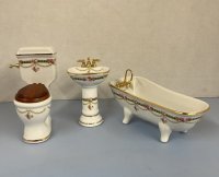 (image for) Reutter Porcelain Victorian Rose Tub Toilet Sink