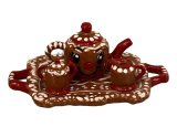 (image for) Gingerbread Tea Set with Serving Tray and Cream/Sugar Pieces by Renee Derra Marlowe