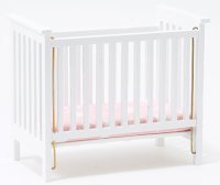 (image for) Slatted Nursery Crib - Pink Fabric