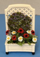 (image for) White Trellis with Poppies, Daisies and Clematis