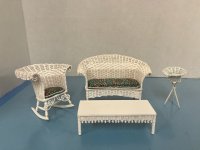 (image for) 4 Piece White Wicker Set