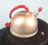 Pewter Tea Kettle with Red Handle