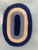 (image for) Oval Navy, Light Blue, and White Hand Stitched Rug