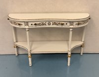 (image for) White with gold trim table with shelf