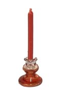 (image for) Handblown glass candlestick holder with red taper